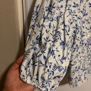 H&M Blue Floral Linen Top